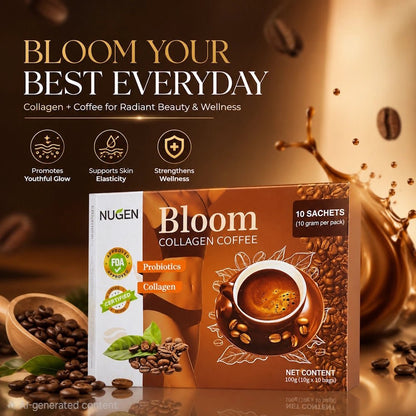 NUGEN Bloom Collagen Coffee - 10 Sachets (10g per pack) - Jamaly